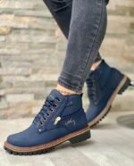 Botas velez para dama con cierre lateral color azul