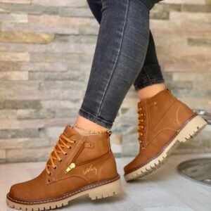 Botas velez para dama con cierre lateral color miel