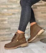 Botas velez para dama con cierre lateral color cafe