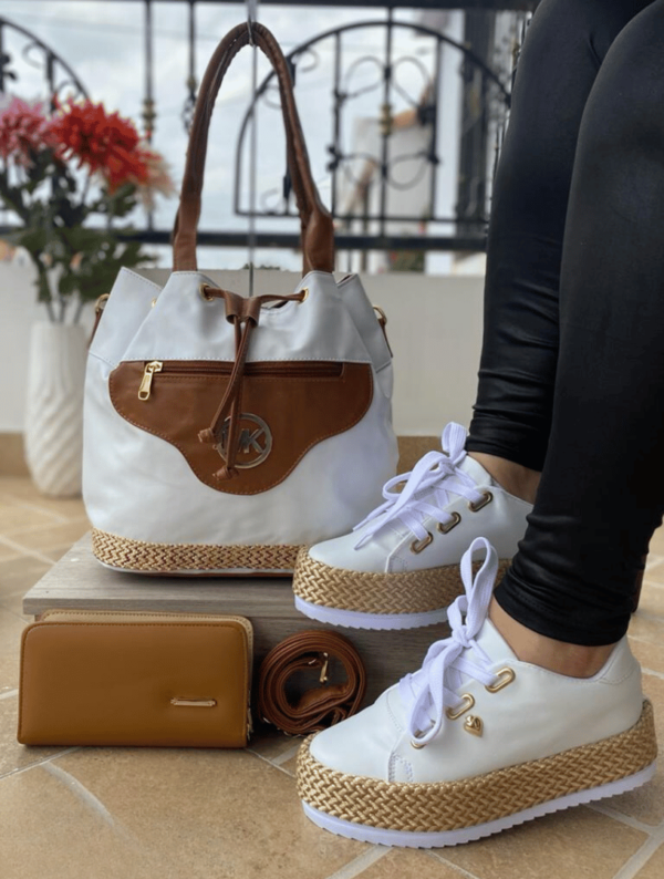 bolso billetera calzado-yute blanco